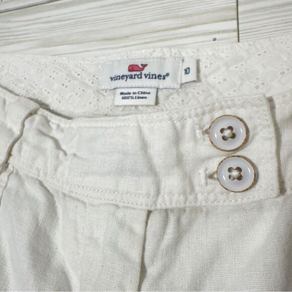 VINEYARD VINES 100% LINEN WHITE CARGO WIDE LEG PANTS POCKETS RESORTWEAR 10‎ - Picture 3 of 13
